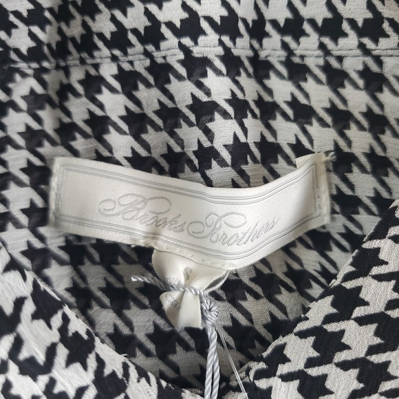 BROOKS BROTHERS Shirt Womens Small Relaxed Houndstooth Blouse Chiffon New - Picture 14 of 16